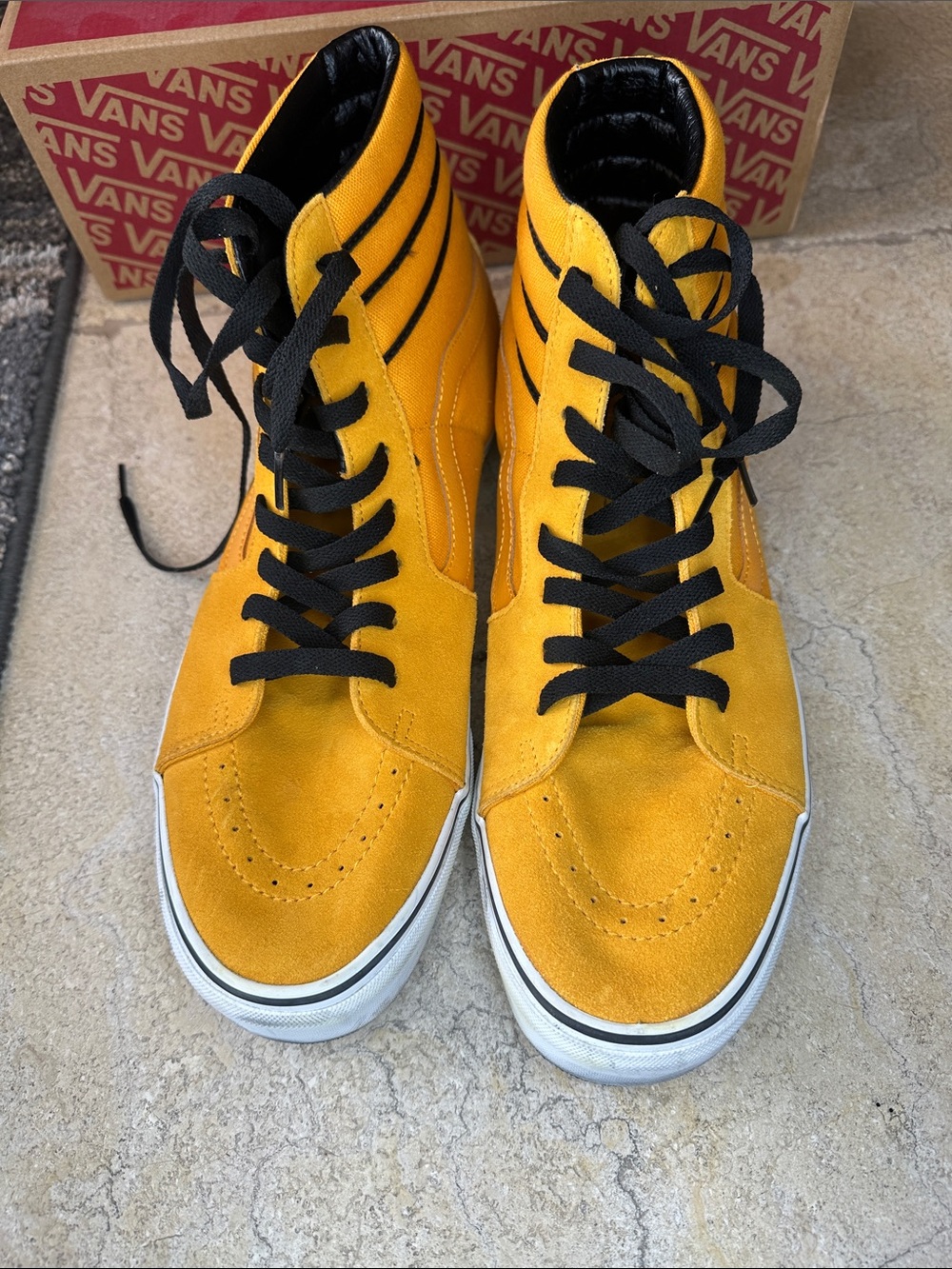Vans Yellow High-Top Skate Sneakers with Black Laces - Picture 2 of 10
